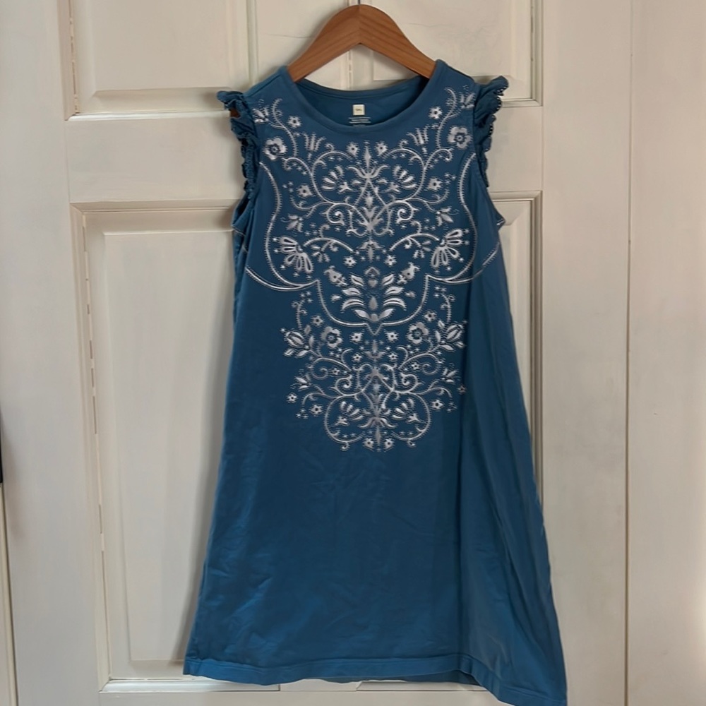 Tea Collection Blue Sleeveless Dress with Silver Design 10